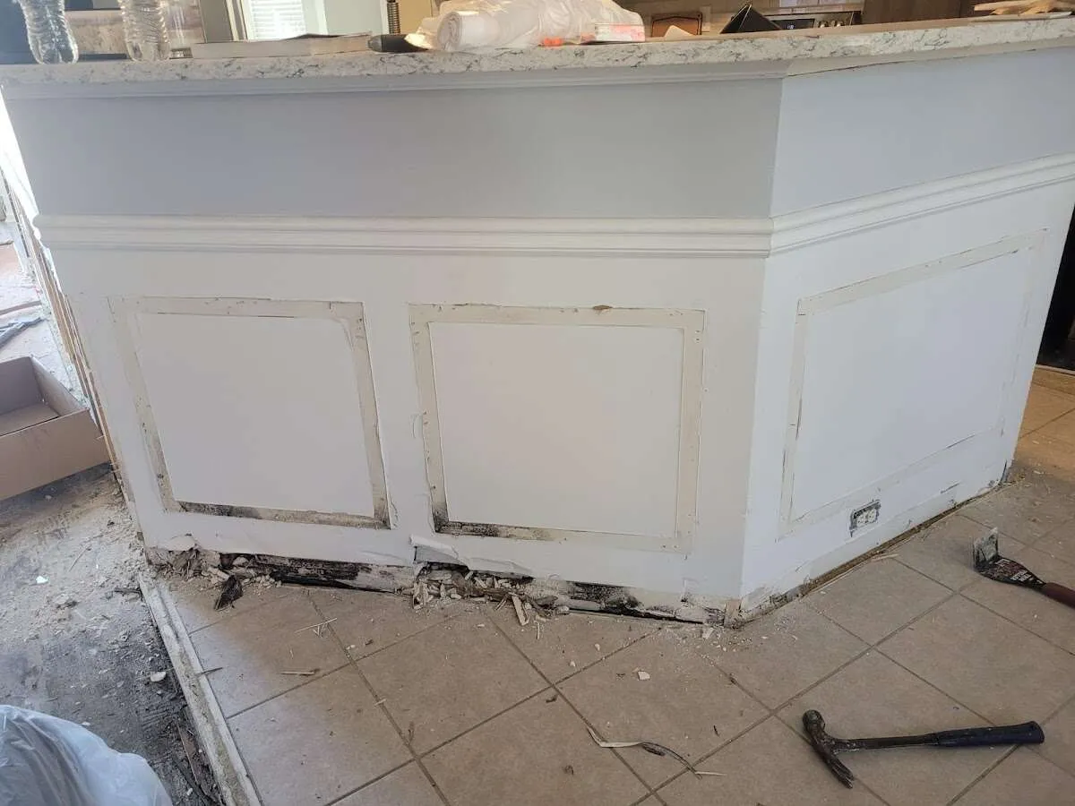 Water damage and mold on kitchen during Burst Pipe Cleanup in Destrehan